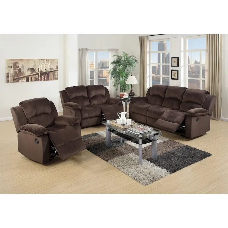 Padded Suede Motion Loveseat in Chocolate