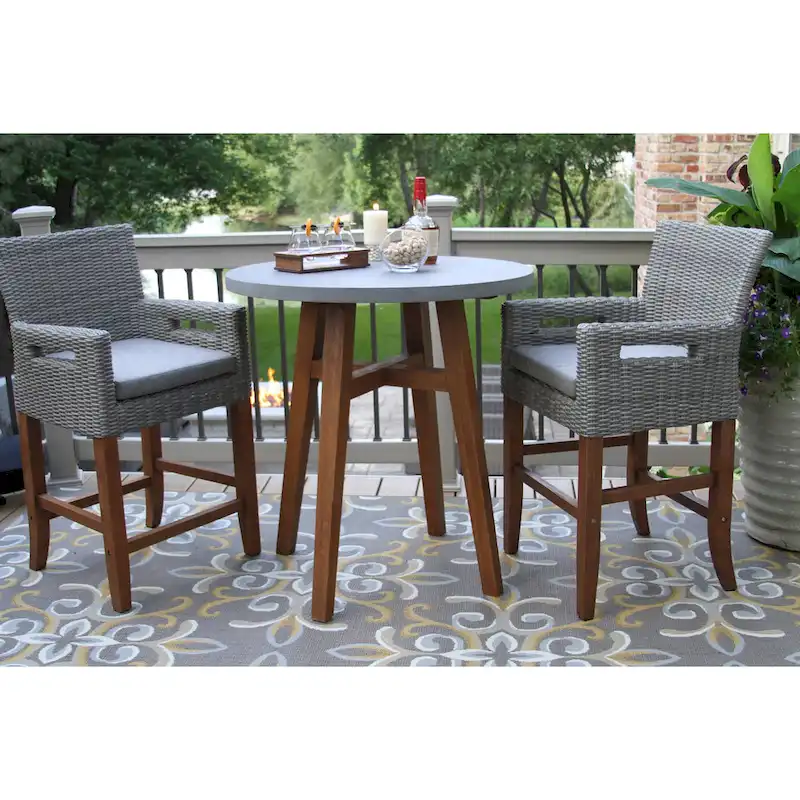 Eilaf Counter Height Wicker & Eucalyptus with Olefin Cushion, 2pk.