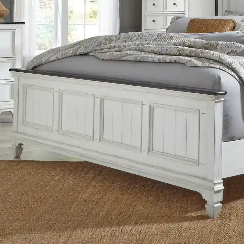 Copper Grove Allyson Park Wirebrushed White Charcoal Queen Panel Bed