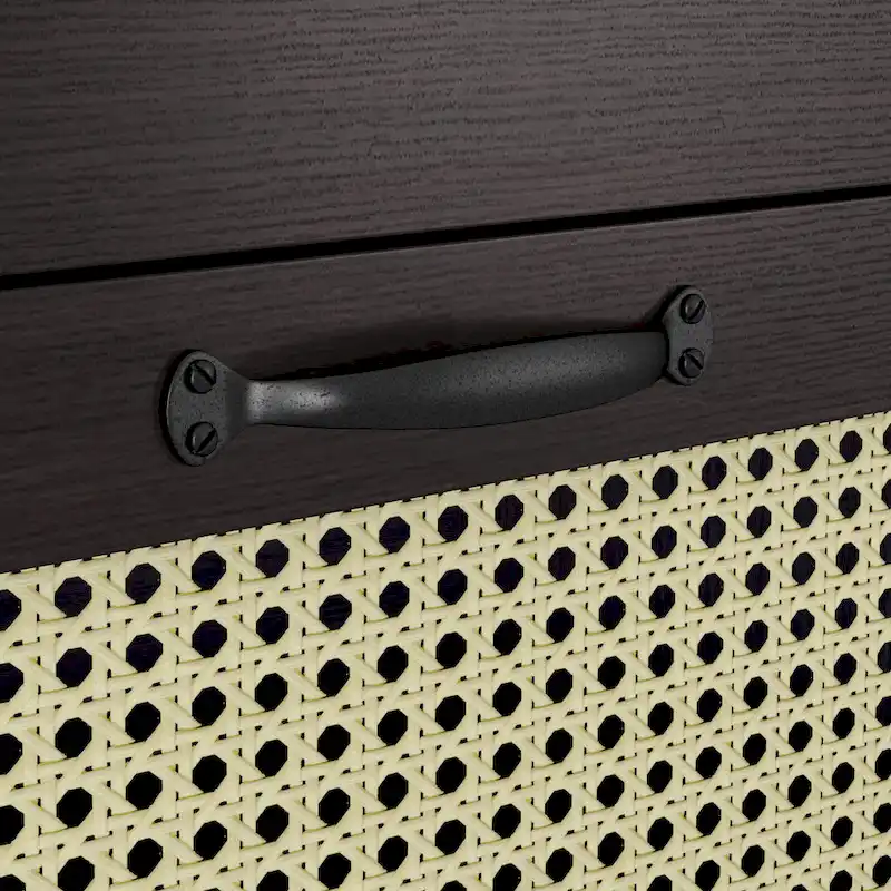 DH BASIC Tropical Espresso Faux Rattan Webbed 4-Drawer Mini Chest by Denhour