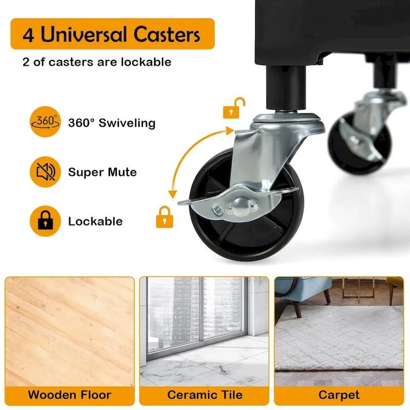 Costway Folding Collapsible Service Cart Heavy-Duty 3-Shelf Tool Cart - 24 x 17 x 38 (L x W x H)