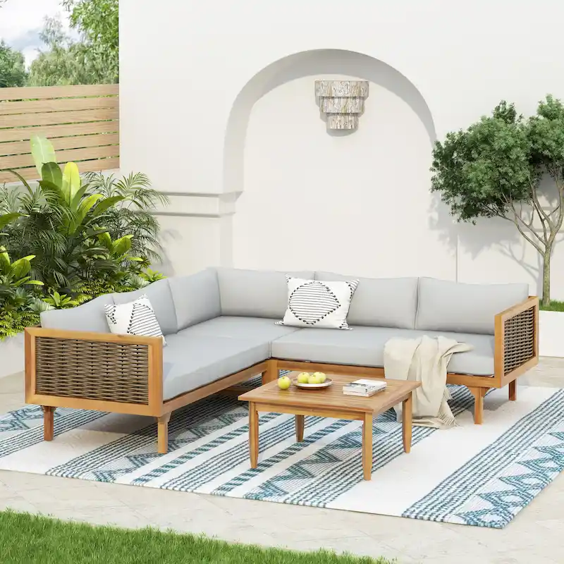 Christopher Knight Home - Sectional Seating Group with Waterproof Cushions - Premium Outdoor Sofa Set