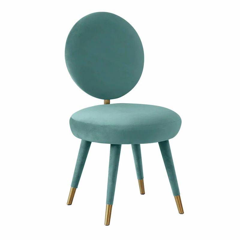 Armless Velvet Dining Chair with Oval Back