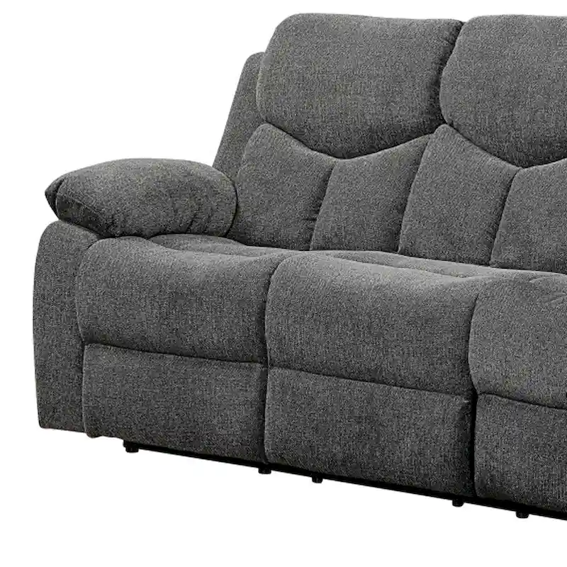 HomeRoots 82 Gray Chenille Reclining Sofa With Black Legs - 82