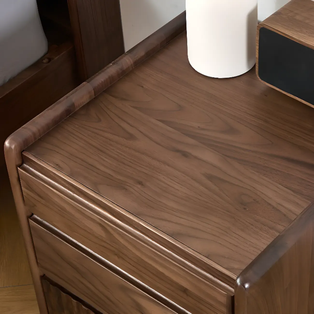 Brown Modern 3-drawer Solid Wood Bedside Nightstand