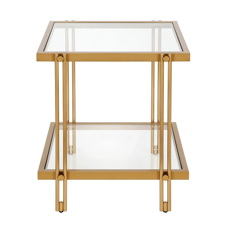 Inez Modern Metal and Glass Side Table