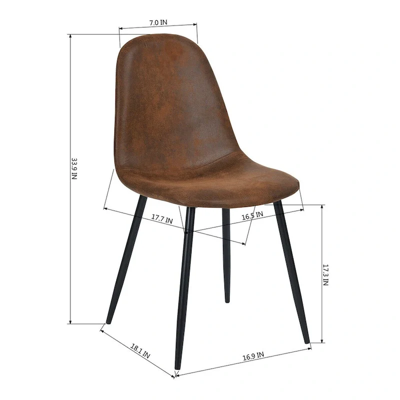 Suede Dining Chairs Set of 4 with Black Metal Legs - Side Accent