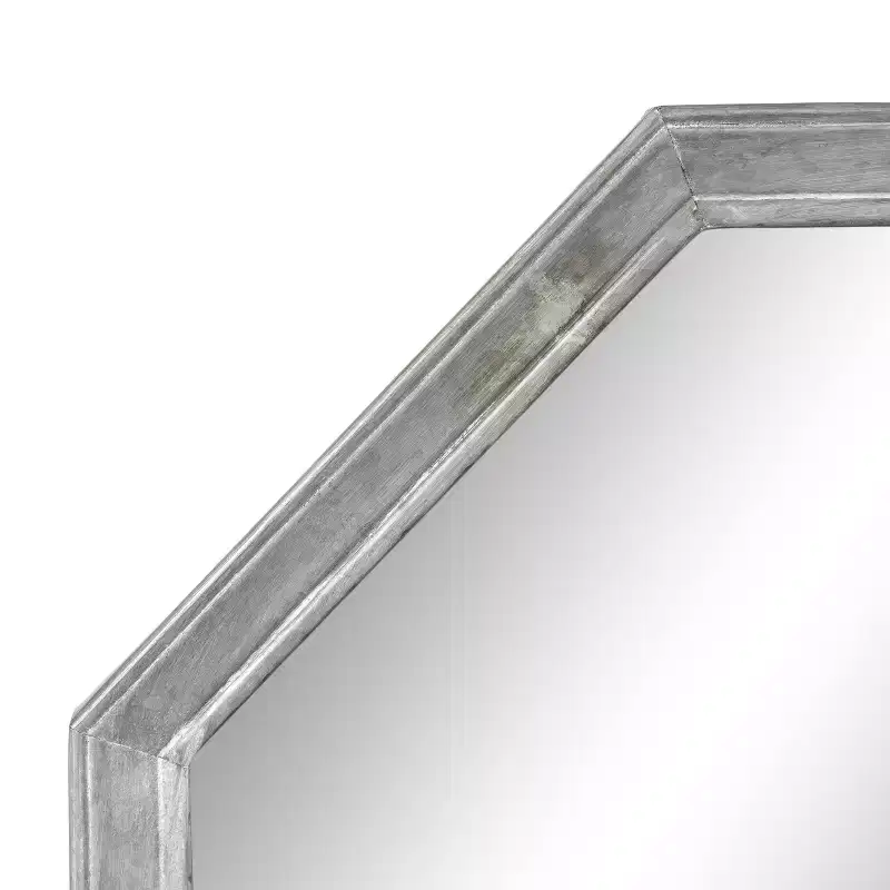 26"x26" Ocono Octagon Mirror Metal Silver - Kate & Laurel All Things Decor: Farmhouse Style, Beveled Edge, Wall Mounted