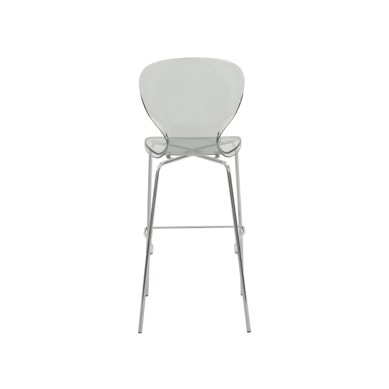 Acrylic Barstool with Steel Frame in Chrome Finish Oyster Series Set of 2