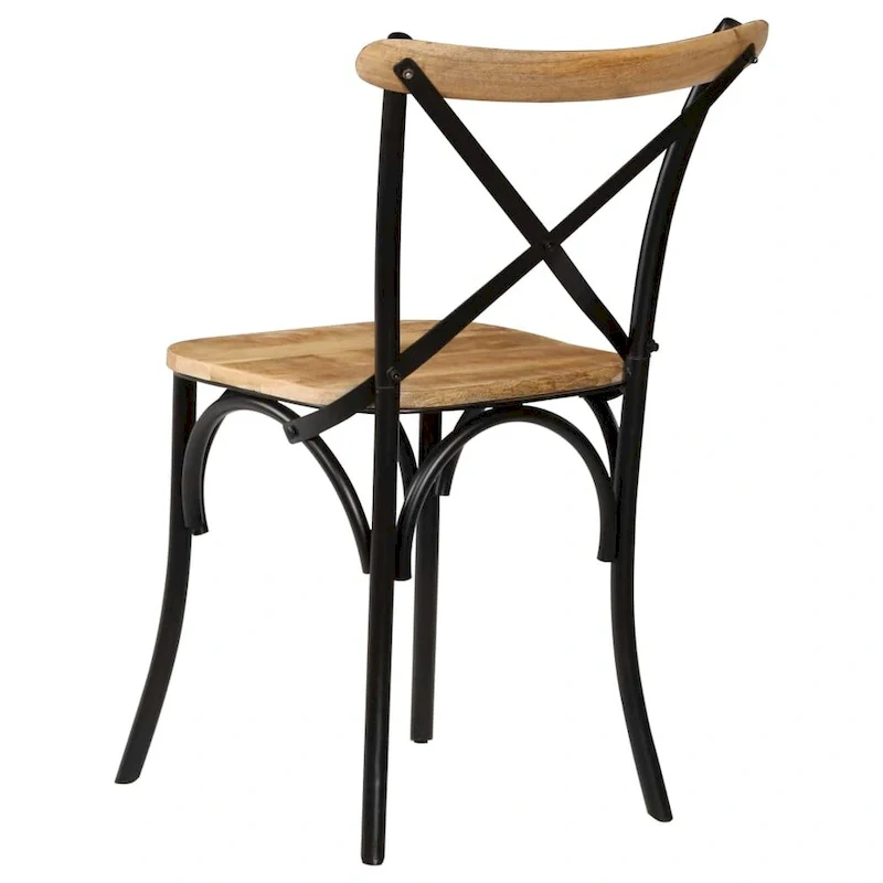 vidaXL Cross Chairs 6 pcs Black Solid Mango Wood - 20.1  x 20.5  x 33.1