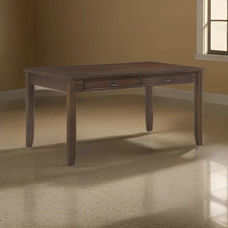 60 Inch Dining Table, Rectangular Top, 2 Drawers, Cherry Brown Wood