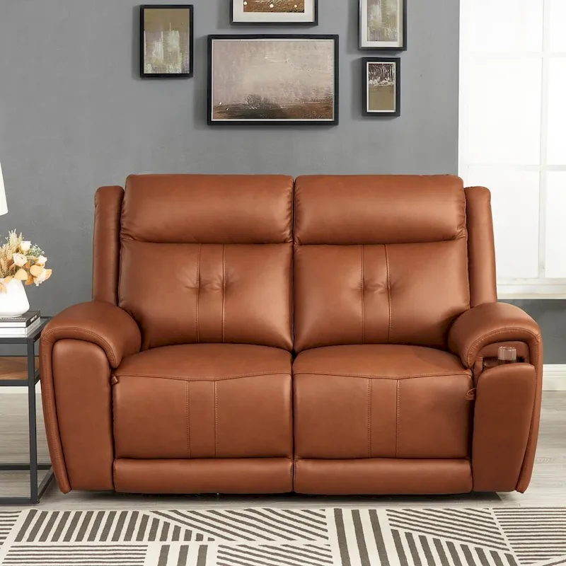 Hydeline Emma Zero Gravity Power Recline & Headrest Top Grain Leather Sofa & Loveseat Set with Cup Holders