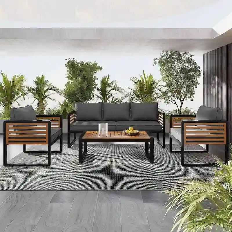 Outdoor 5-person conversation package conversation, triple sofa with 2 single sofas and coffee table