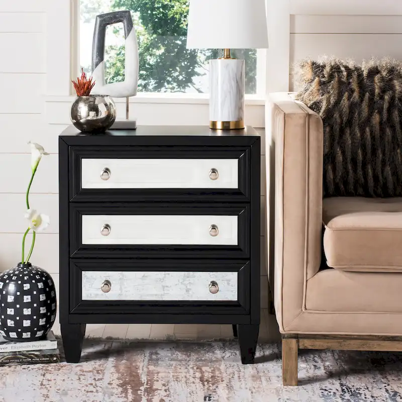 SAFAVIEH Dellia 3-Drawer Black Storage Chest