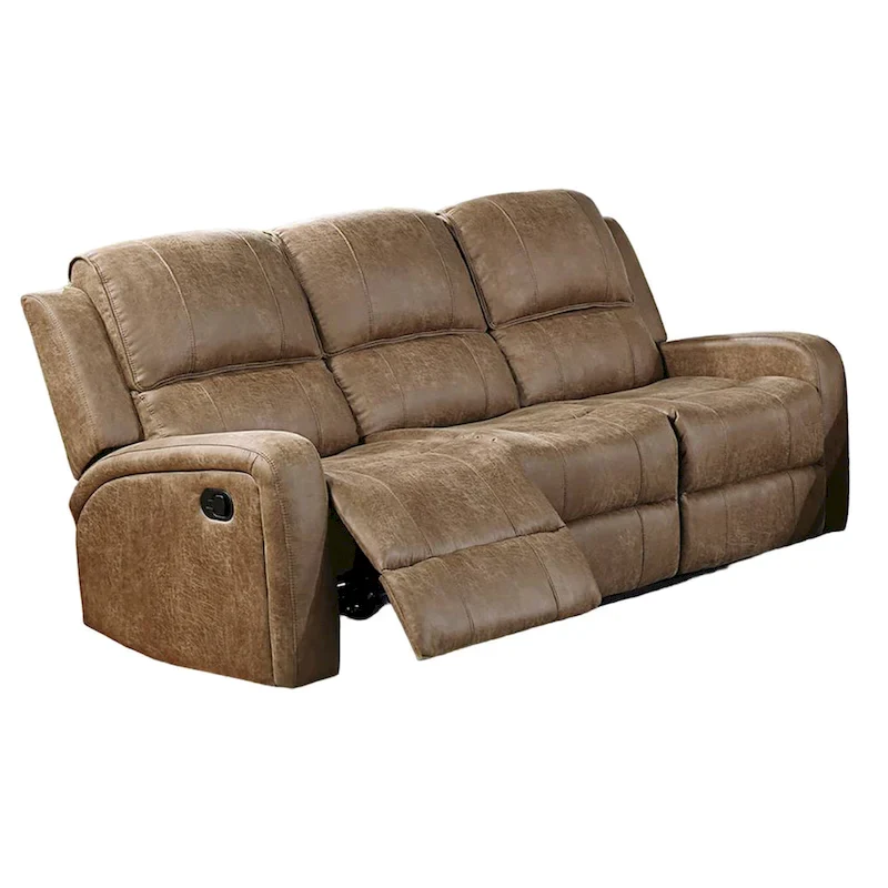 Chestnut Brown Faux Leather Manual Recliner Sofa, 1-Seat, 78 Inch