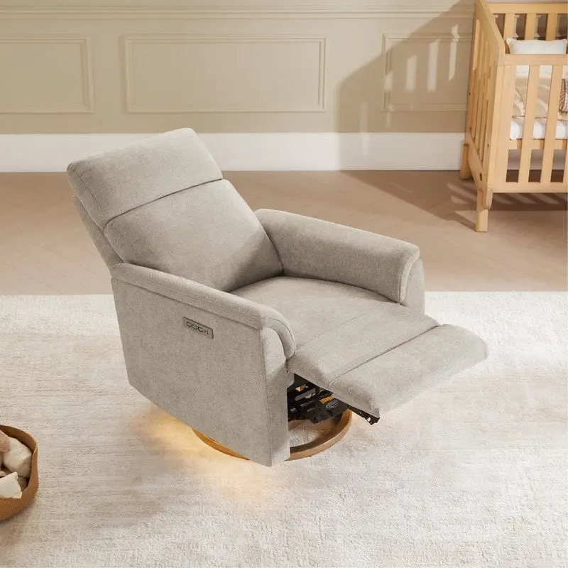 Power Swivel Nursery Recliner Chair with Nightlight