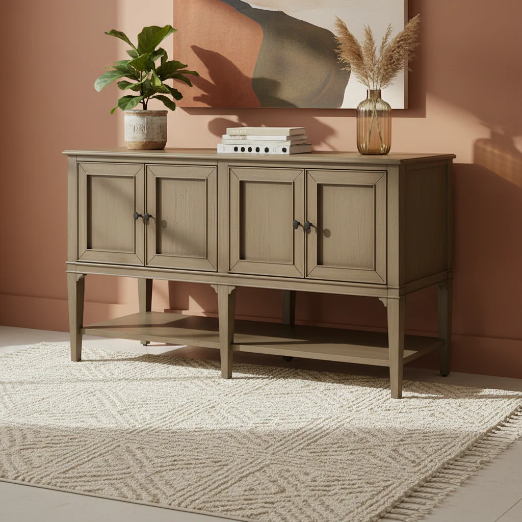 Modern Wood Dining Sideboard, Console, Entertainment Stand, Brown