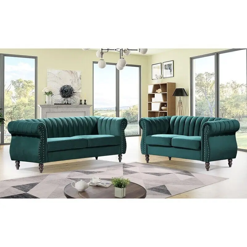 Capucina 2-piece Velvet Living Room Sofa Set