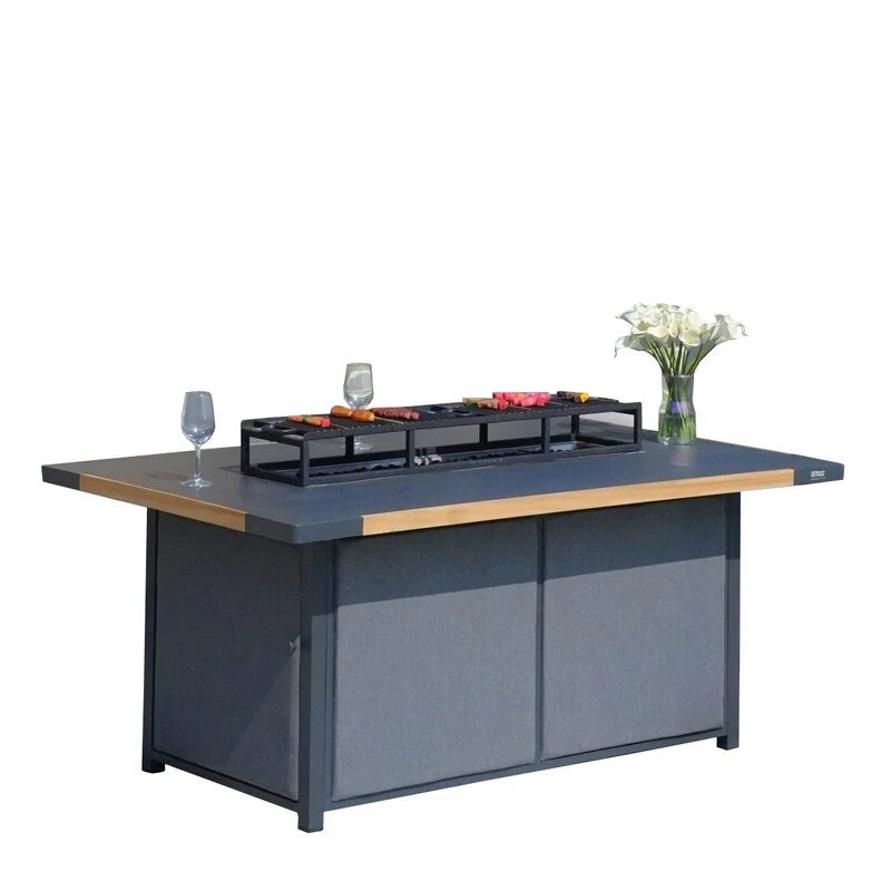 4-Piece Patio Acrylic Conversation Set with Firepit Table and BBQ Grill