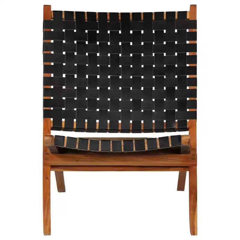vidaXL Chair Real goat leather, Solid acacia wood Standard size