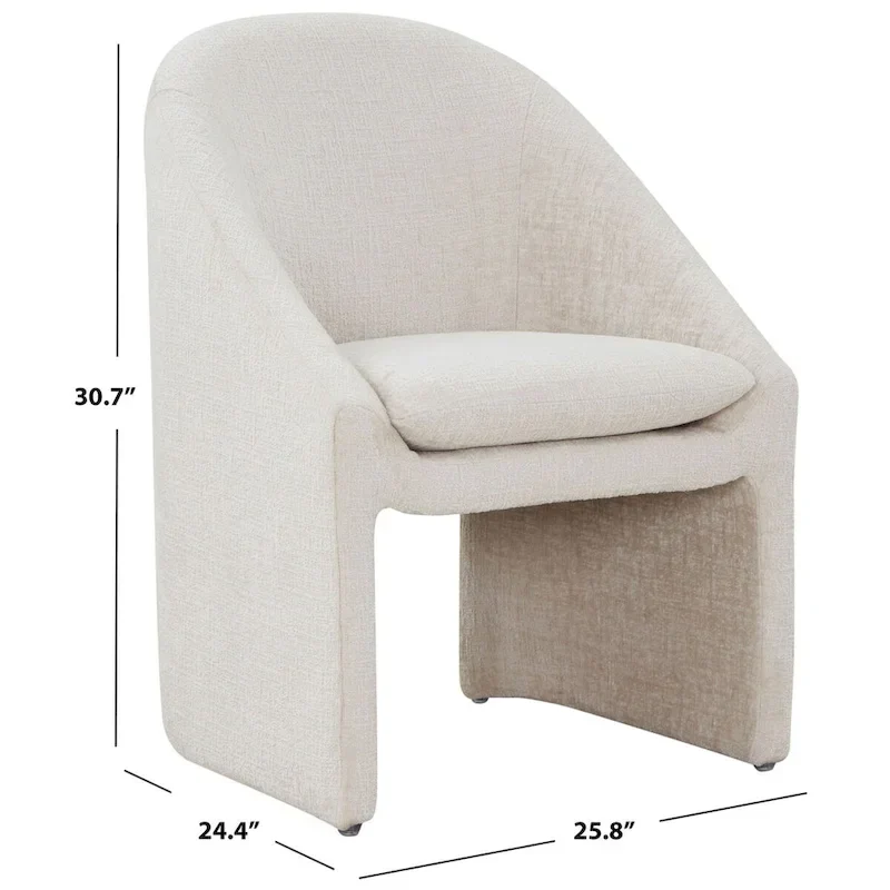 Cream Chenille Upholstered Dining Chair - Single Seat