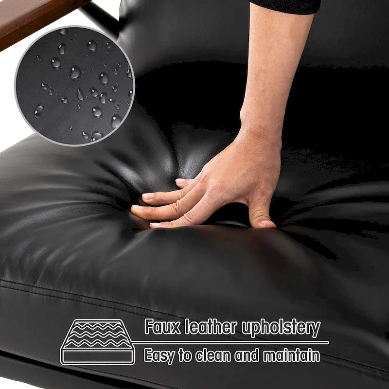 28W Mid-century Modern Soft PU Leather Accent Armchair