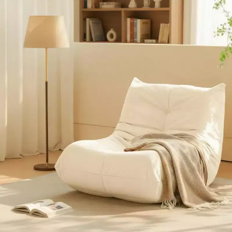 Giant Bean Bag Chair Lazy Floor Sofa, Memory Foam Fireside Sofa for Adults, Big Beanbag Faux Leather Armless Chair for Living Room Bedroom Dorm Office
