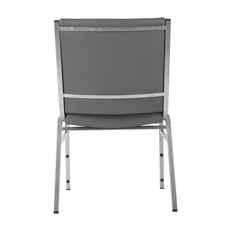 Heavy Duty Stackable Chairs Set of 4 - Gray Vinyl Padded Seat - 550 lb Capacity - 21D x 19.75W x 31.25H - Commercial Grade
