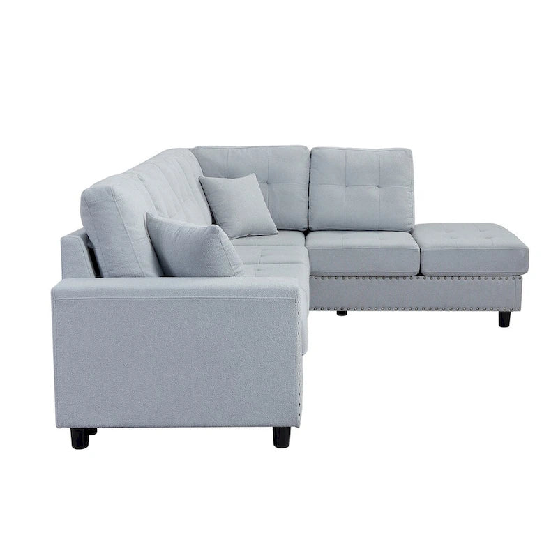 Linen L-shaped Modular Sectional Sofa with Cushions