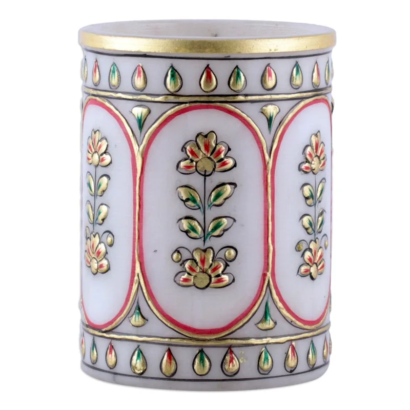 White Antique Marble Pen Holder, Single