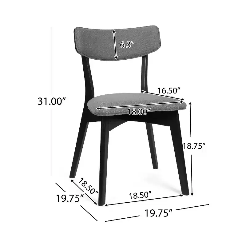 GDFStudio Crystal Mid Century Modern Fabric Upholstered Dining Chairs (Set of 2)