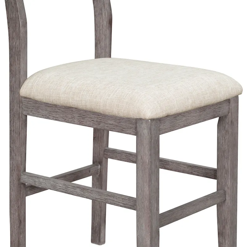 5 Pcs Counter Height Dining Table Set, Solid Wood Kitchen Dining Table Set with Rectangular Dining Table and 4 Dining Chairs