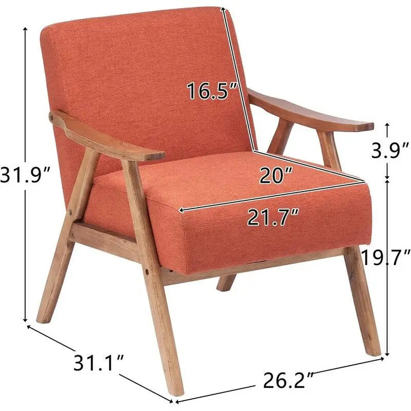 VINGLI Mid-Century Retro Modern Upholstered Lounge Chair Fabric Accent Chair Sturdy Wooden Frame Armchair
