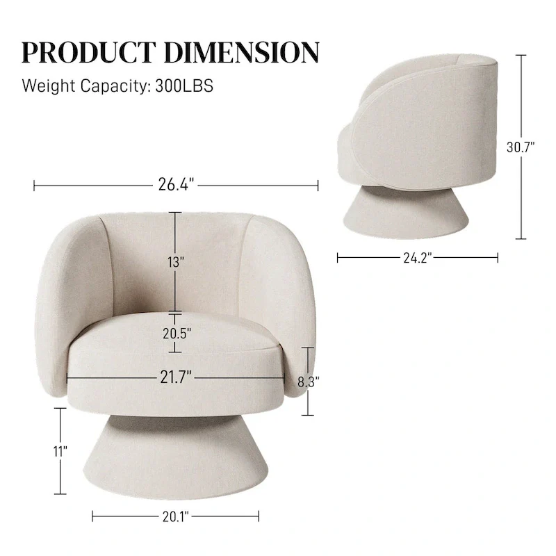 Ouyessir 360 Degree Modern Swivel Cuddle Barrel Sofa Chairs