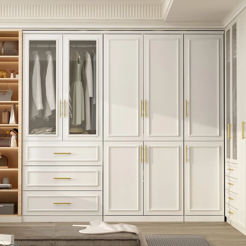 74.8 H Large Modular Wardrobe Cloest Armoire Cabinet Glass Door