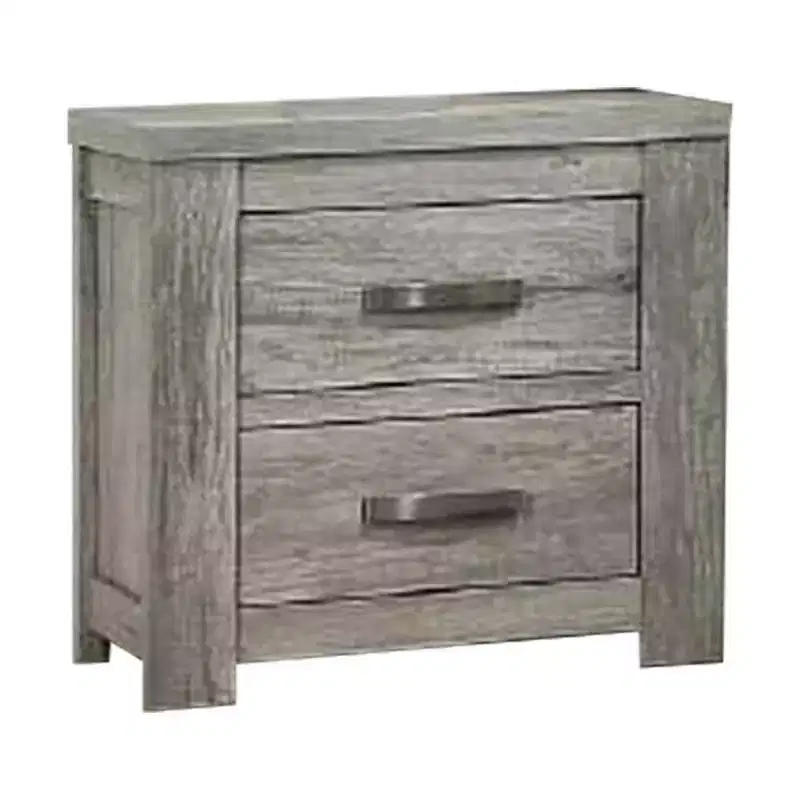 Royal Hampton Nightstand with Two Drawers and Metal Bar Handles, Gray