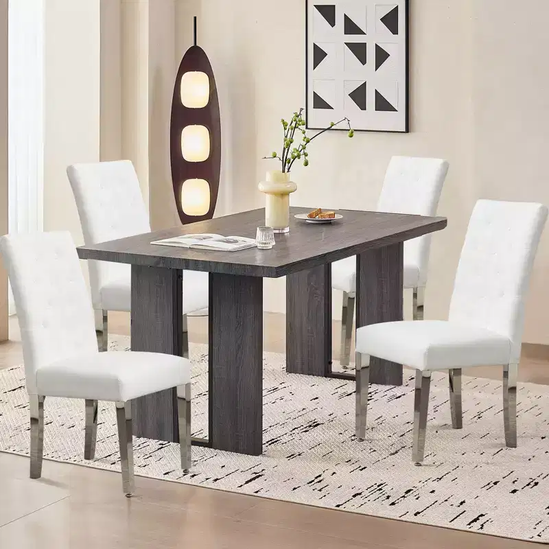CLIHOME Set of 2 Modern Dining Chairs with Plush Velvet Upholstery, Sturdy Stainless Steel Legs & S-Shaped Springs - Ergonomic Support