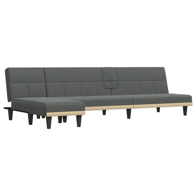 L-Shaped Sofa Bed, Dark Gray, 100.4x55.1x27.6 Inches, Fabric