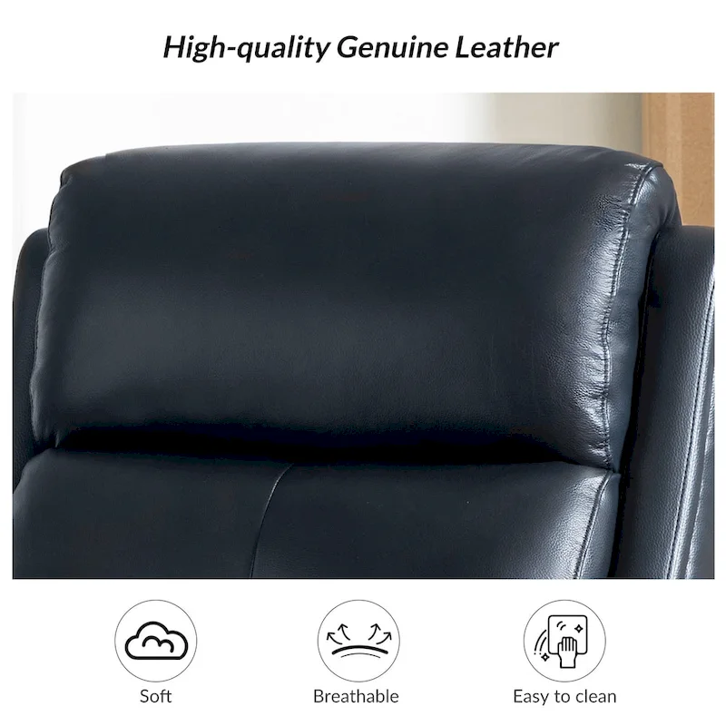 FrancoModern Genuine Leather Swivel Rocker Recliner with Nailhead Trims by HULALA HOME