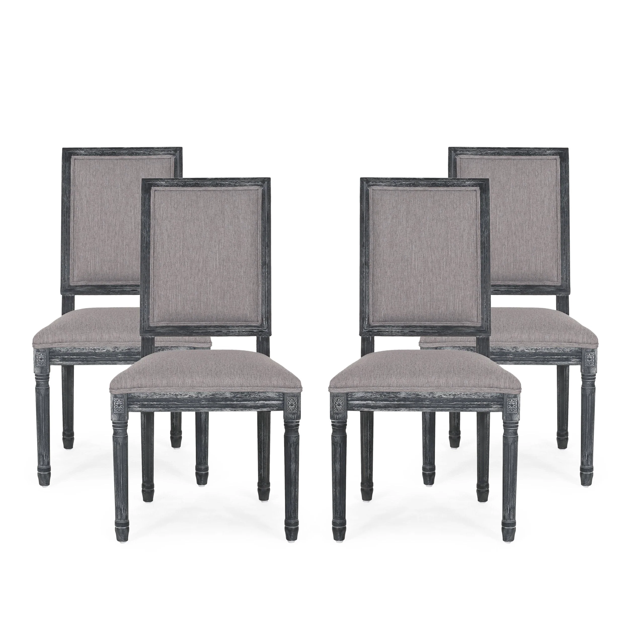 French Country Wood Upholstered Dining Chair, Set of 4 - NH355513