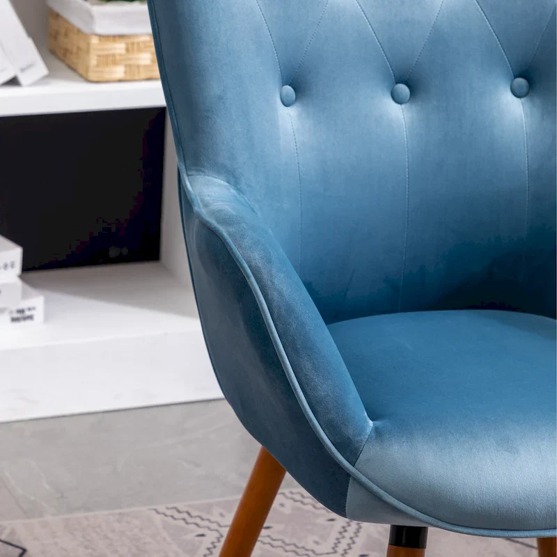 Blue 30 Polyester Button Tufted Accent Chair