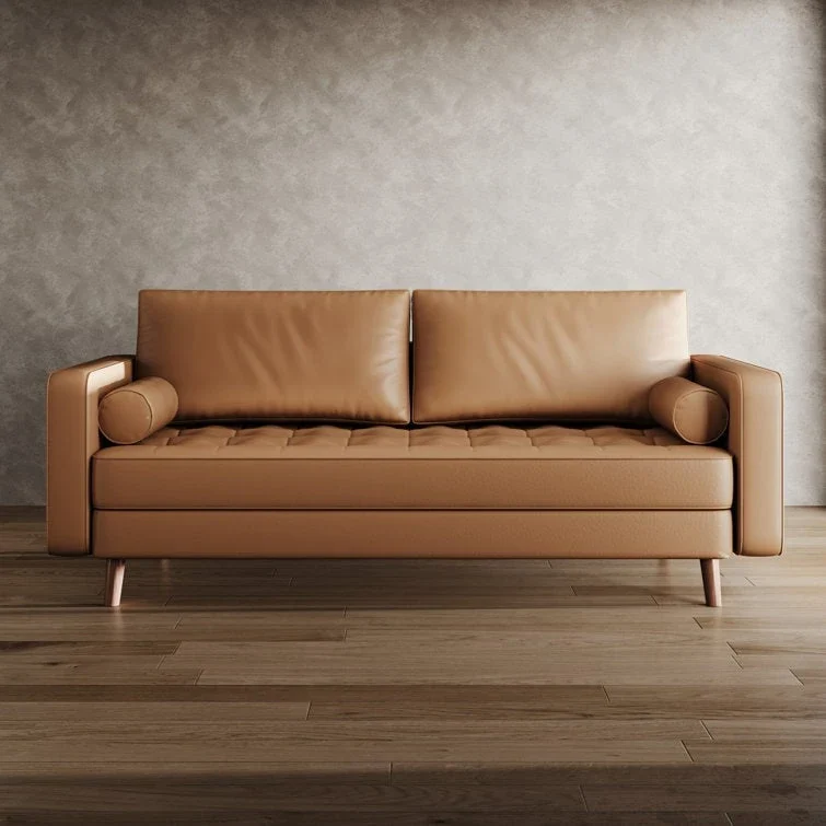 Beige / White / Brown / Grey / Black Faux Leather Square Arm Sofa 70