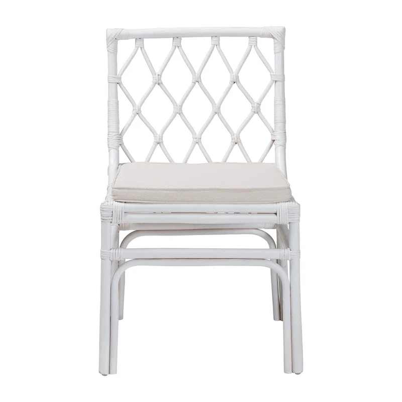 Carwyn Bohemian White Rattan Dining Chair