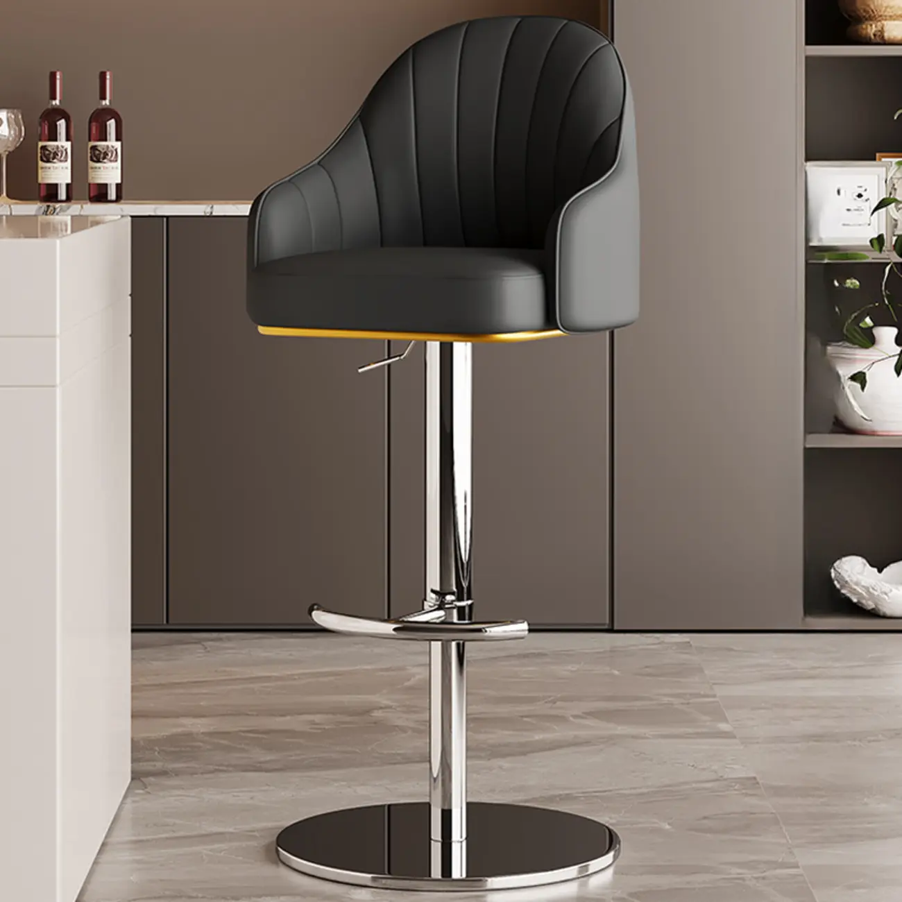 Low Back Adjustable Modern Leather Swivel Bar Stool
