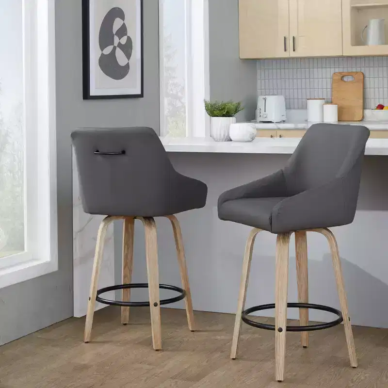 LumiSource Set of 2 Hannah Counter Height Barstools Dark Gray