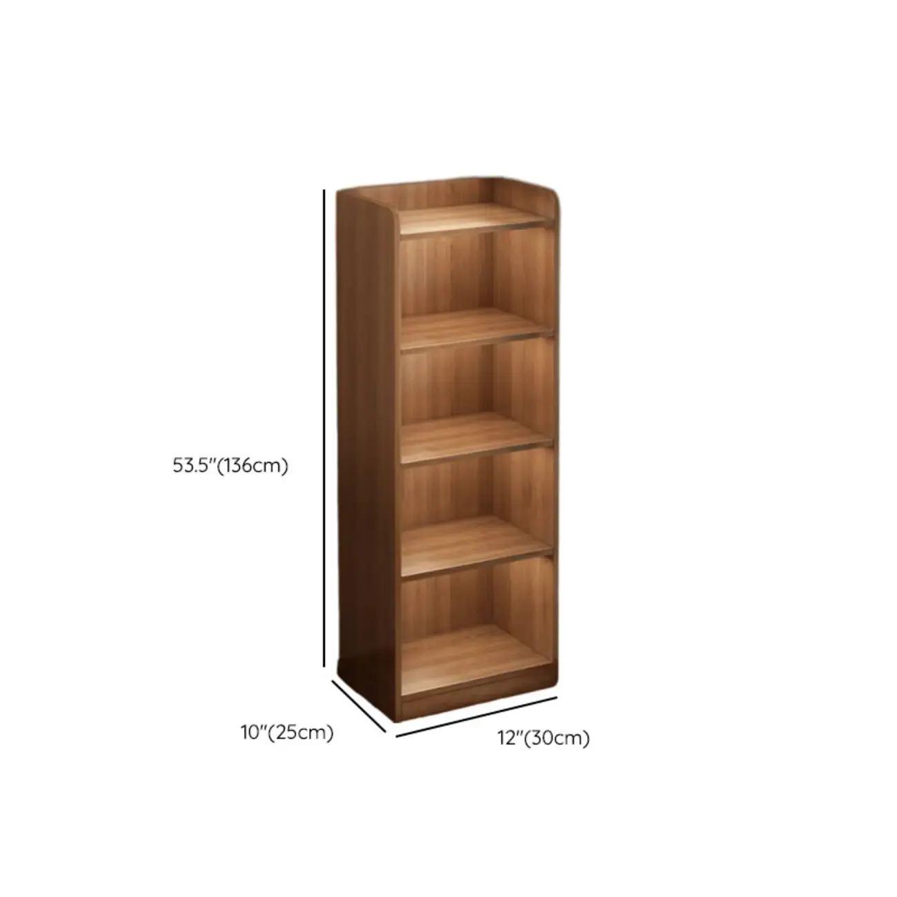 Brown Vertical Multi Tier Closed Back Wood Bookshelves
