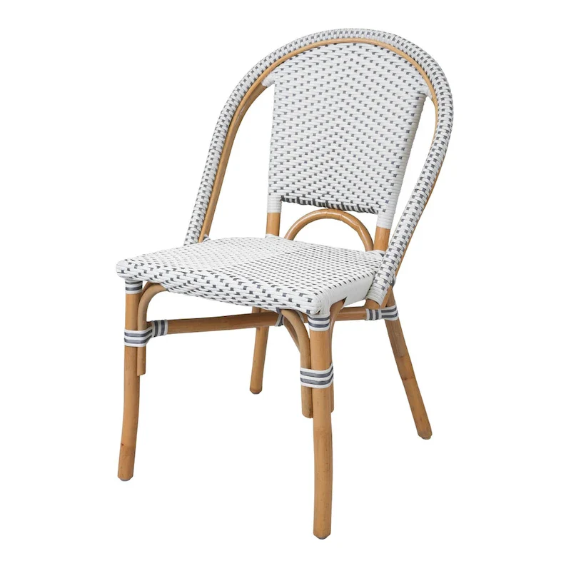 White/Gray 1-Person Rattan Bistro Chair, Outdoor Style