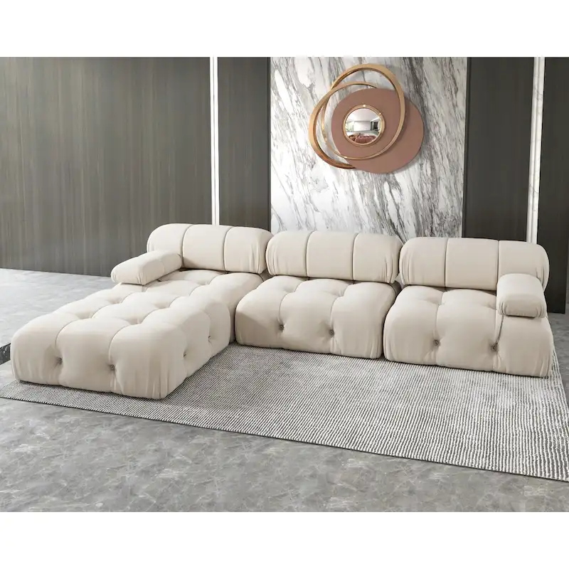 5-Seat Modular Velvet Sofa – Tufted Design, Multiple Colors