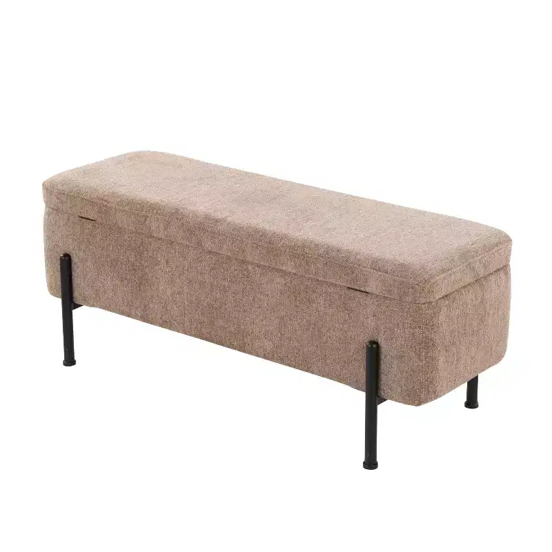 LumiSource Daniella Bench Black Steel/Brown Fabric