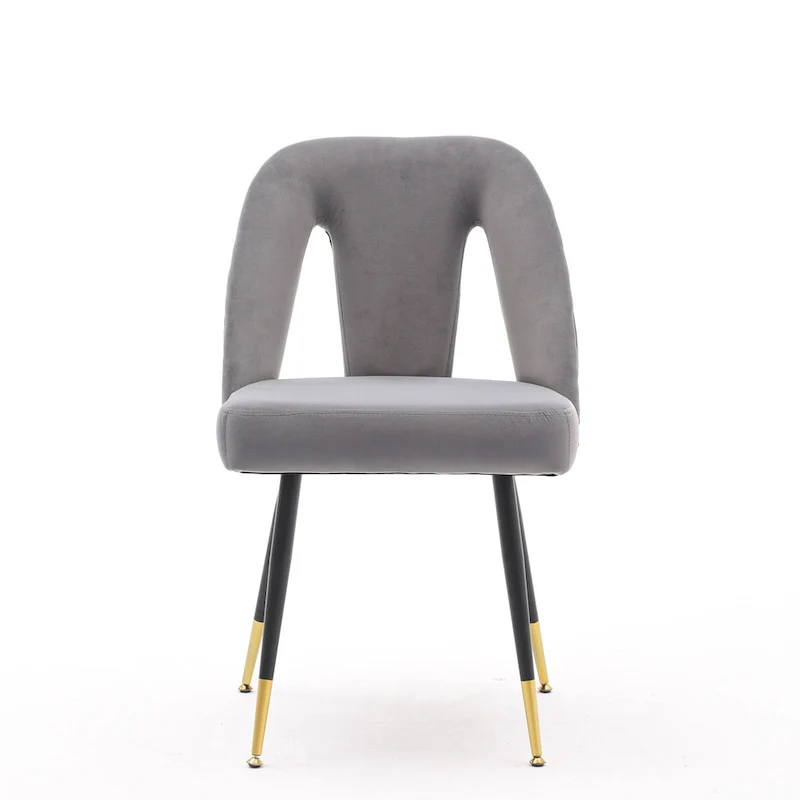 Modern Upholstered Dining Chairs with Nailheads and Metal Legs